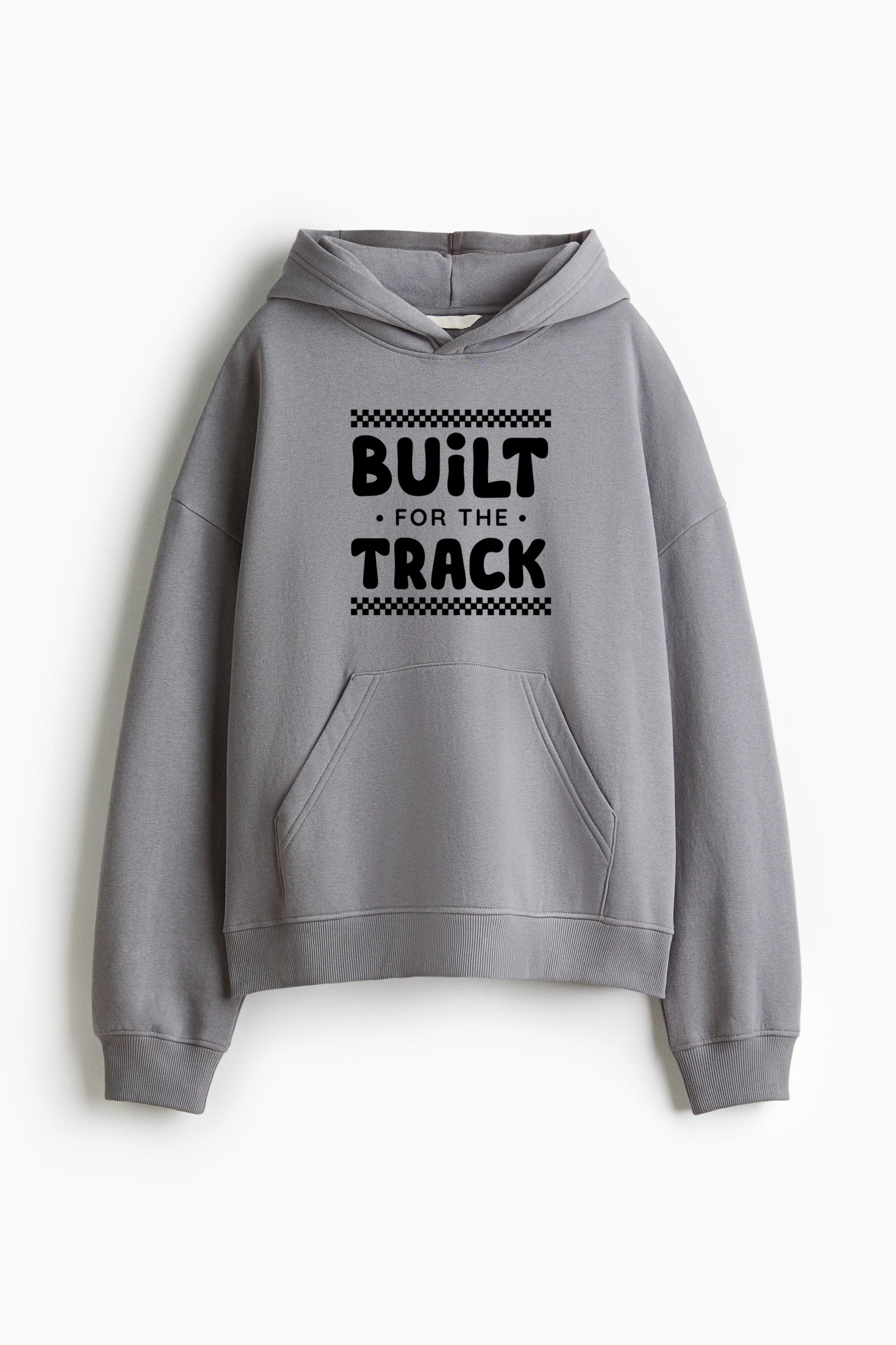 Built For The Track Bold Quote Oversized Fit Printed Hoodie - Image 2