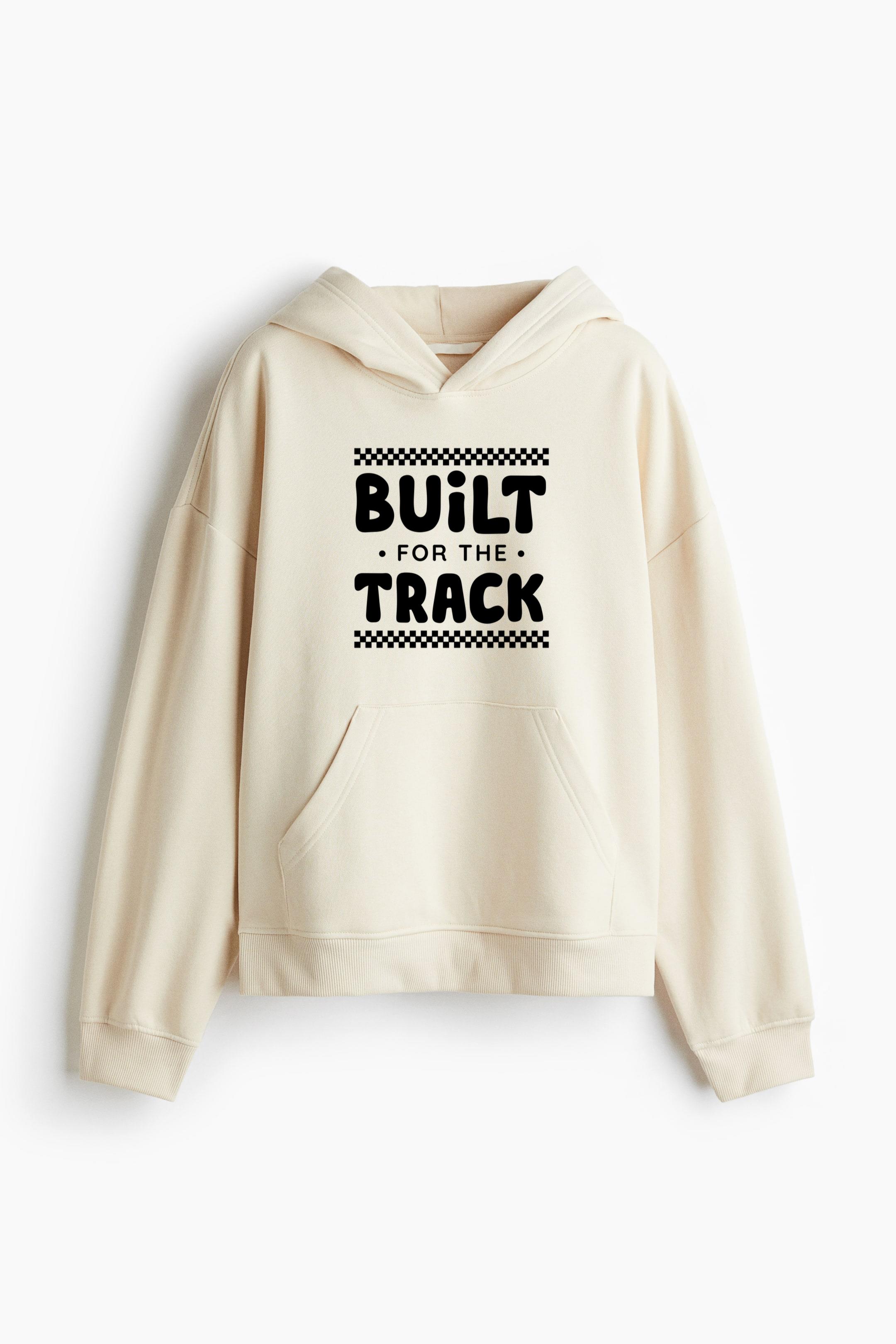Built For The Track Bold Quote Oversized Fit Printed Hoodie - Image 4