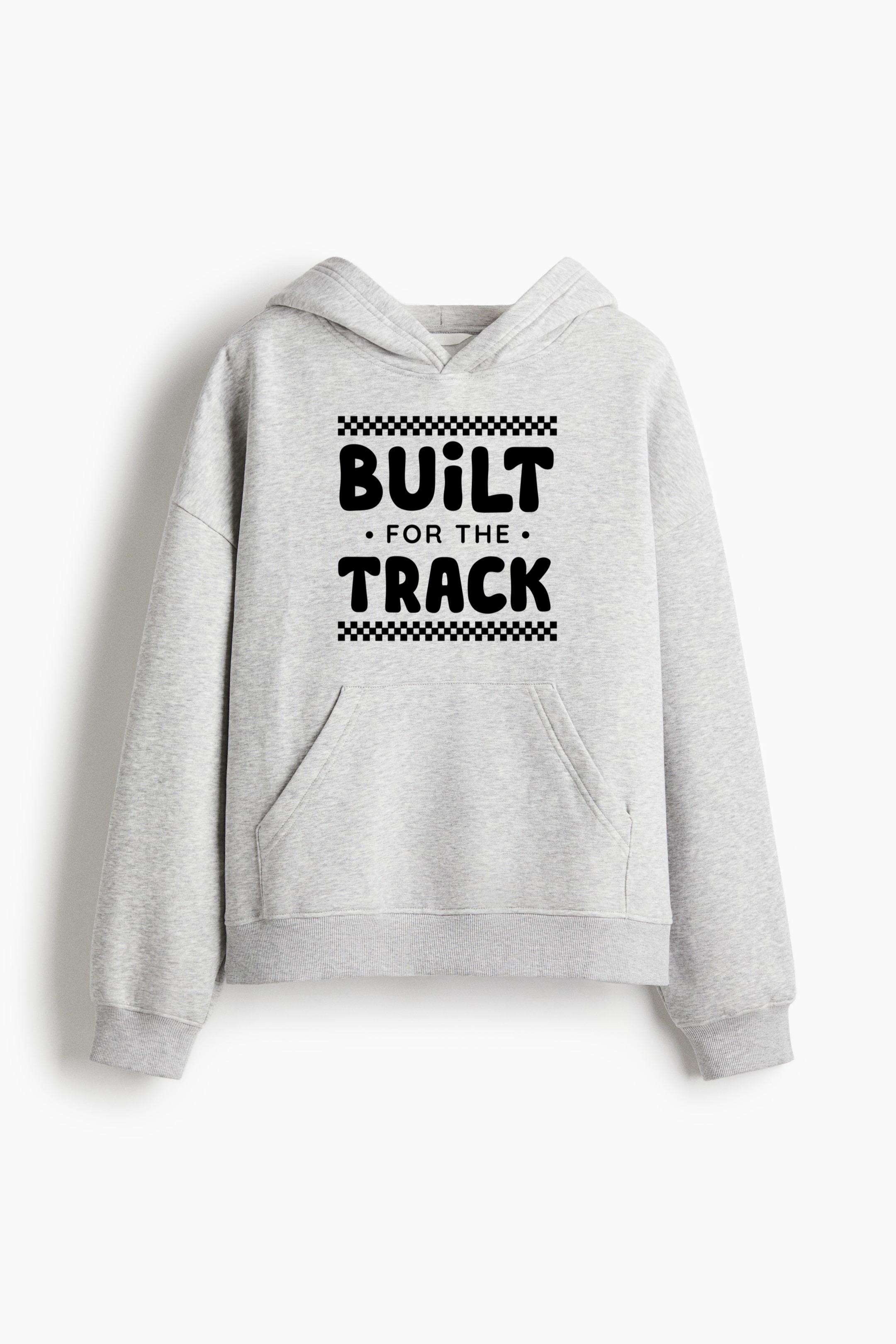 Built For The Track Bold Quote Oversized Fit Printed Hoodie - Image 3