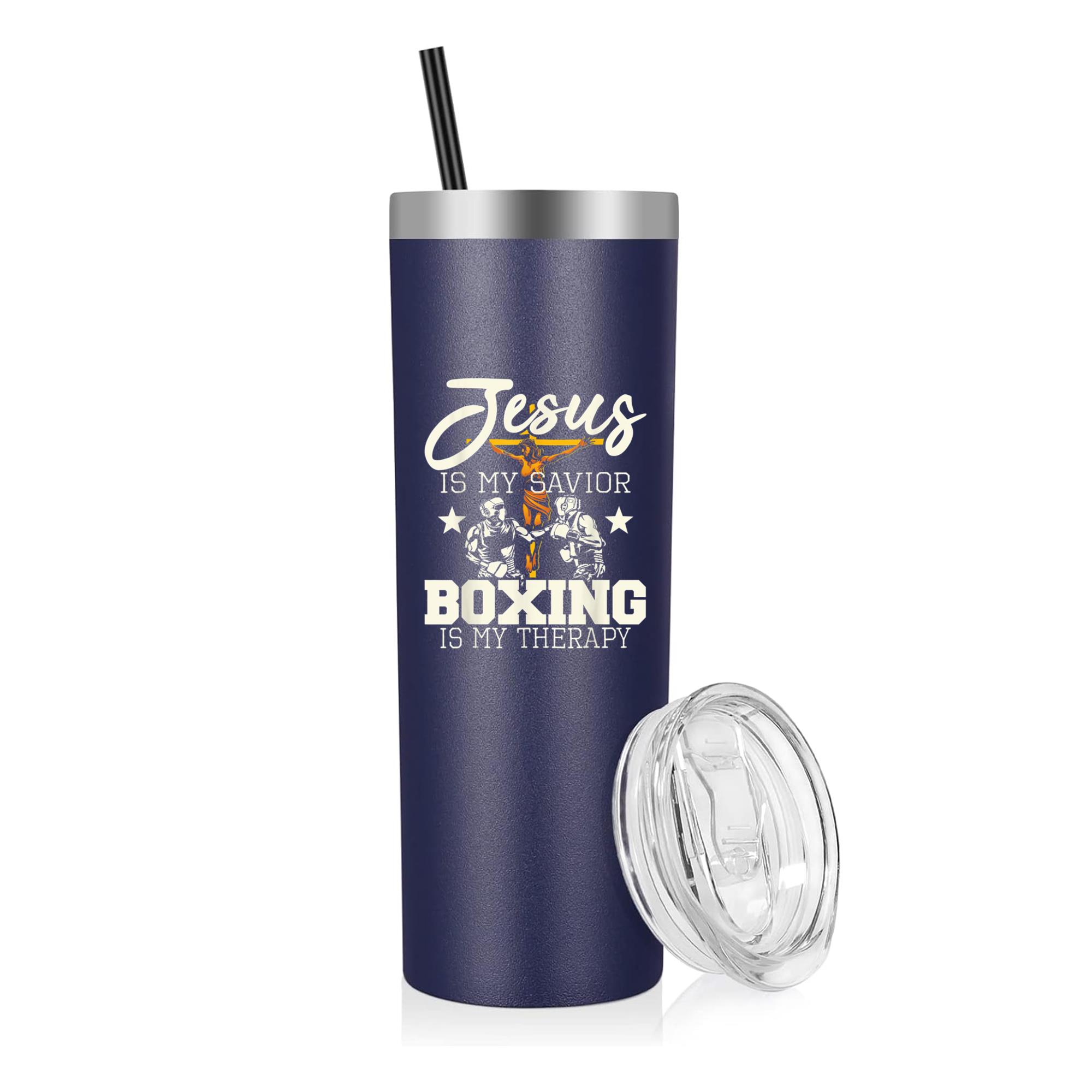 Jesus Is My Savior Boxing Is My Therapy 20oz Stainless Steel Tumbler