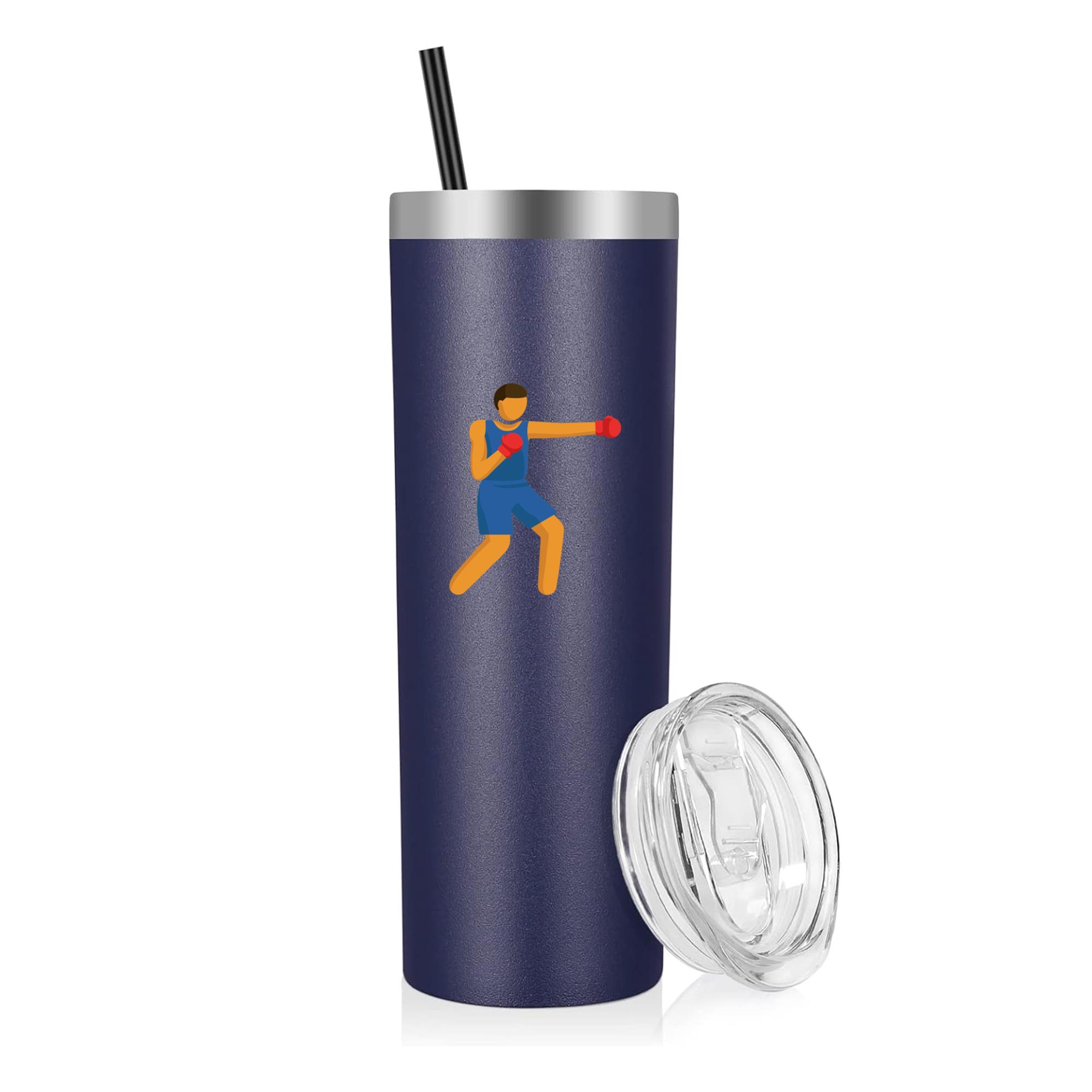 Man Doing Boxing Flat 20oz Stainless Steel Tumbler