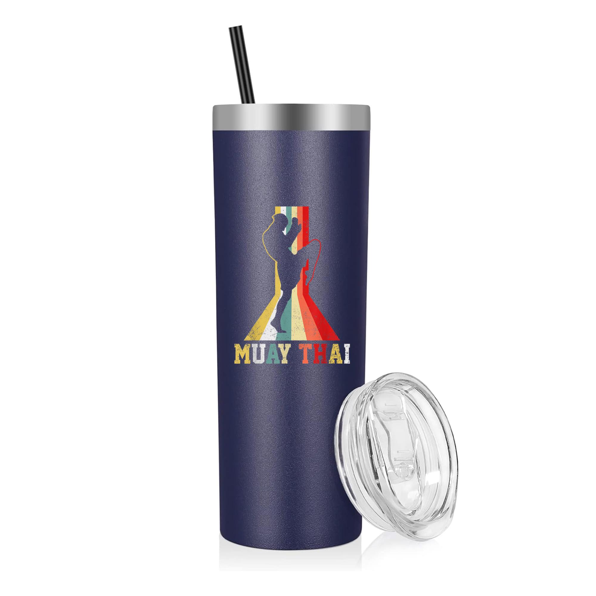 Muay Thai Kickboxing Thai Boxing Retro 20oz Stainless Steel Tumbler