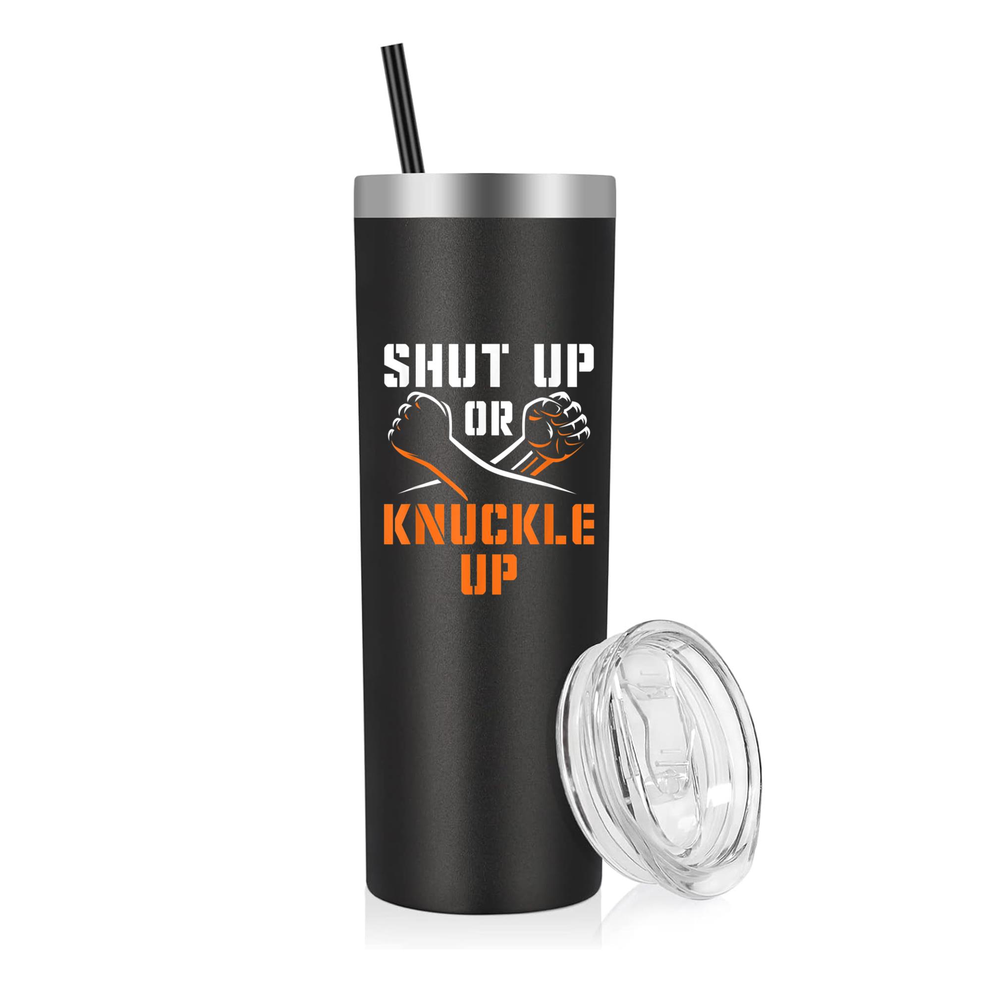 Shut Up Or Knuckle Up Boxing 20oz Stainless Steel Tumbler - Image 2