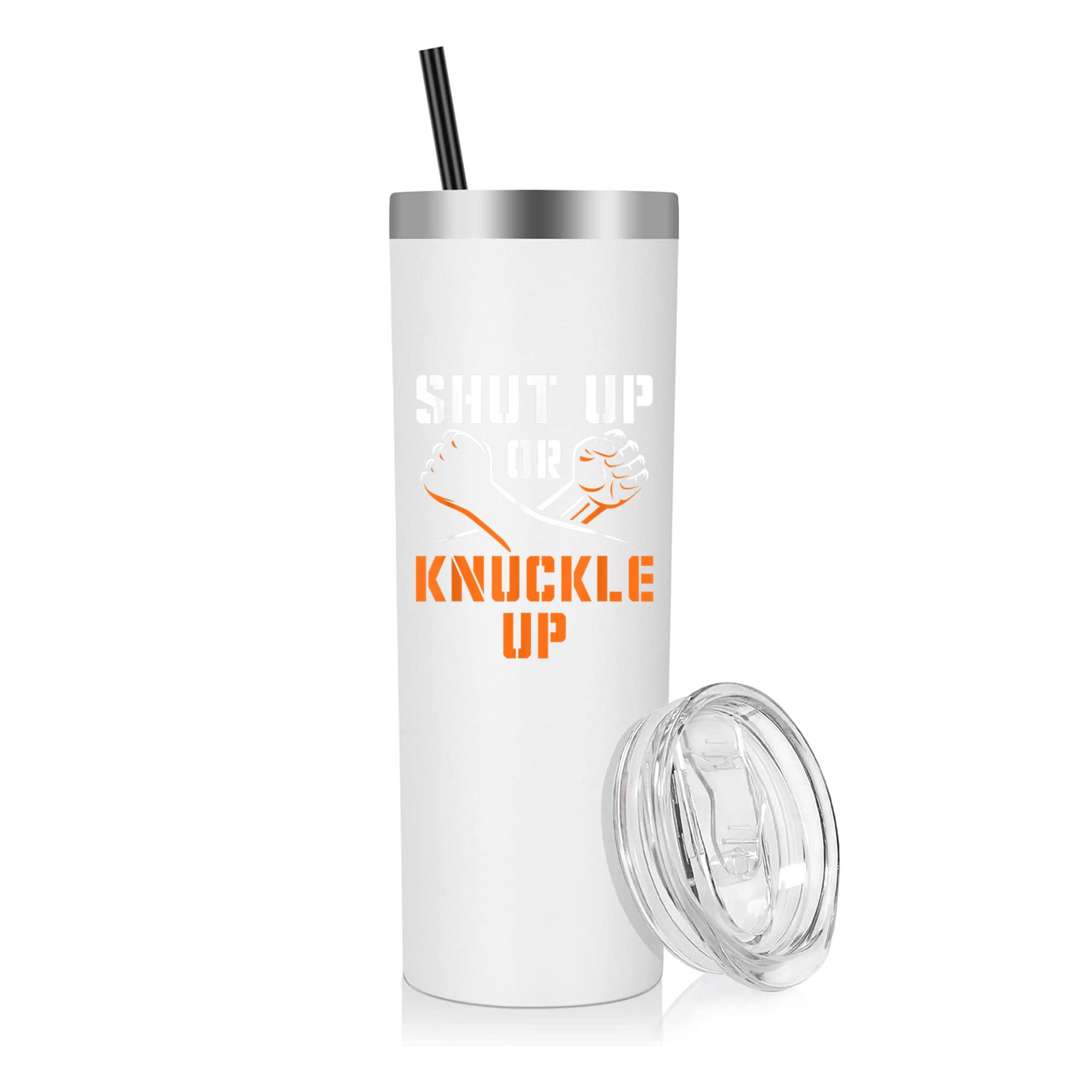 Shut Up Or Knuckle Up Boxing 20oz Stainless Steel Tumbler - Image 4