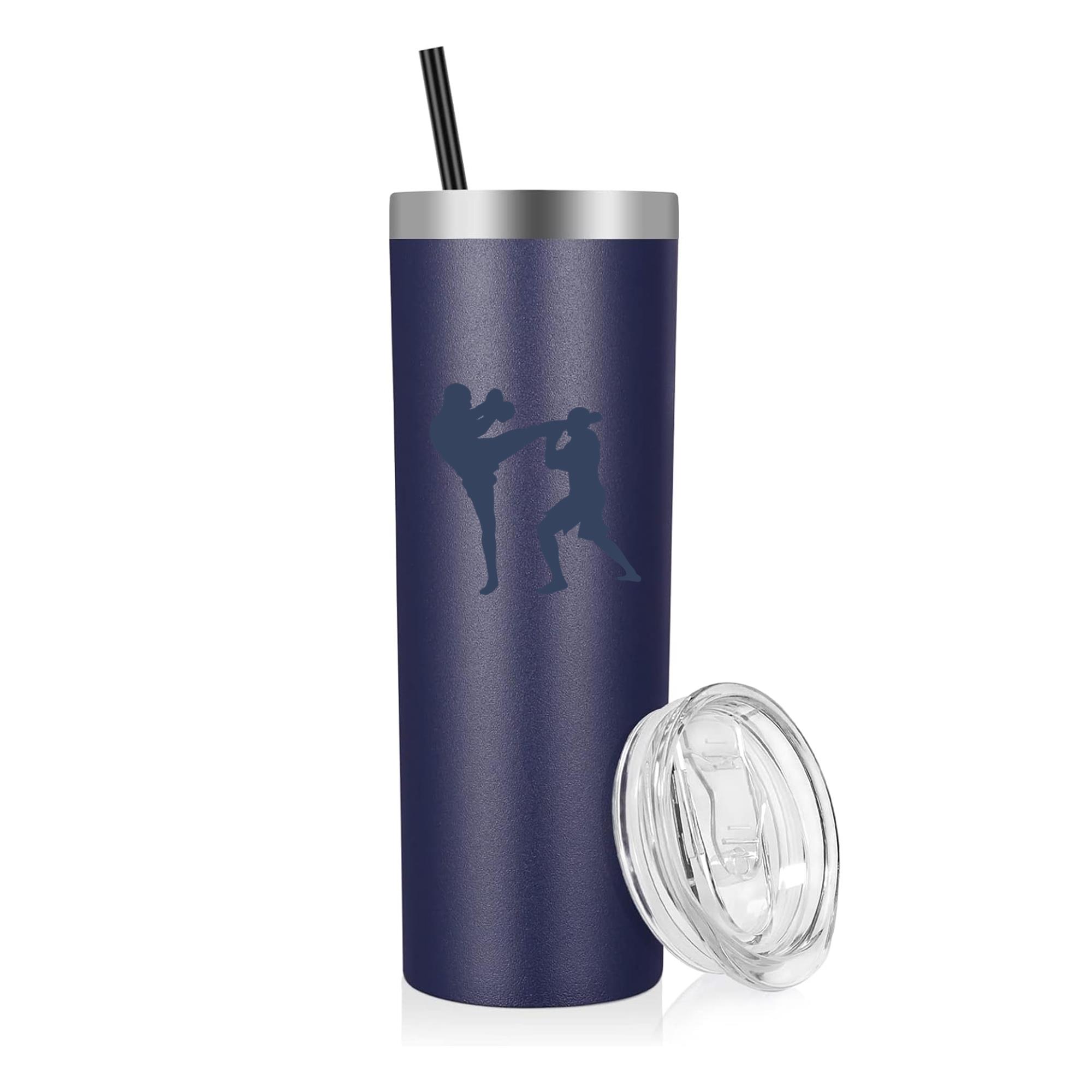 Silhouette Boxing Kickboxing Fight 20oz Stainless Steel Tumbler